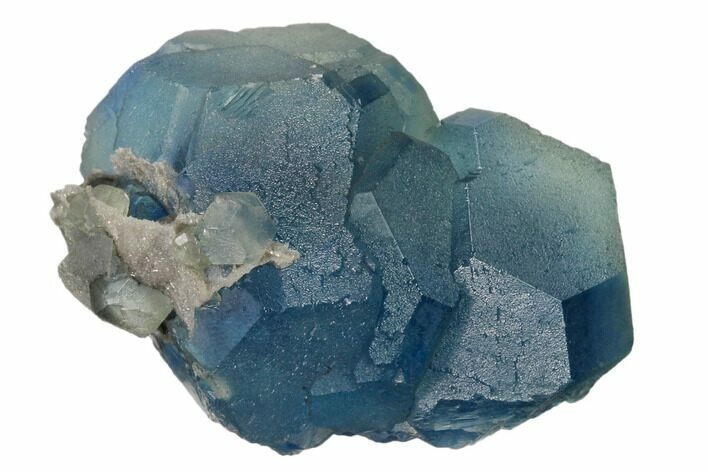 Blue-Green Cuboctahedral Fluorite on Sparkling Quartz - China #161785